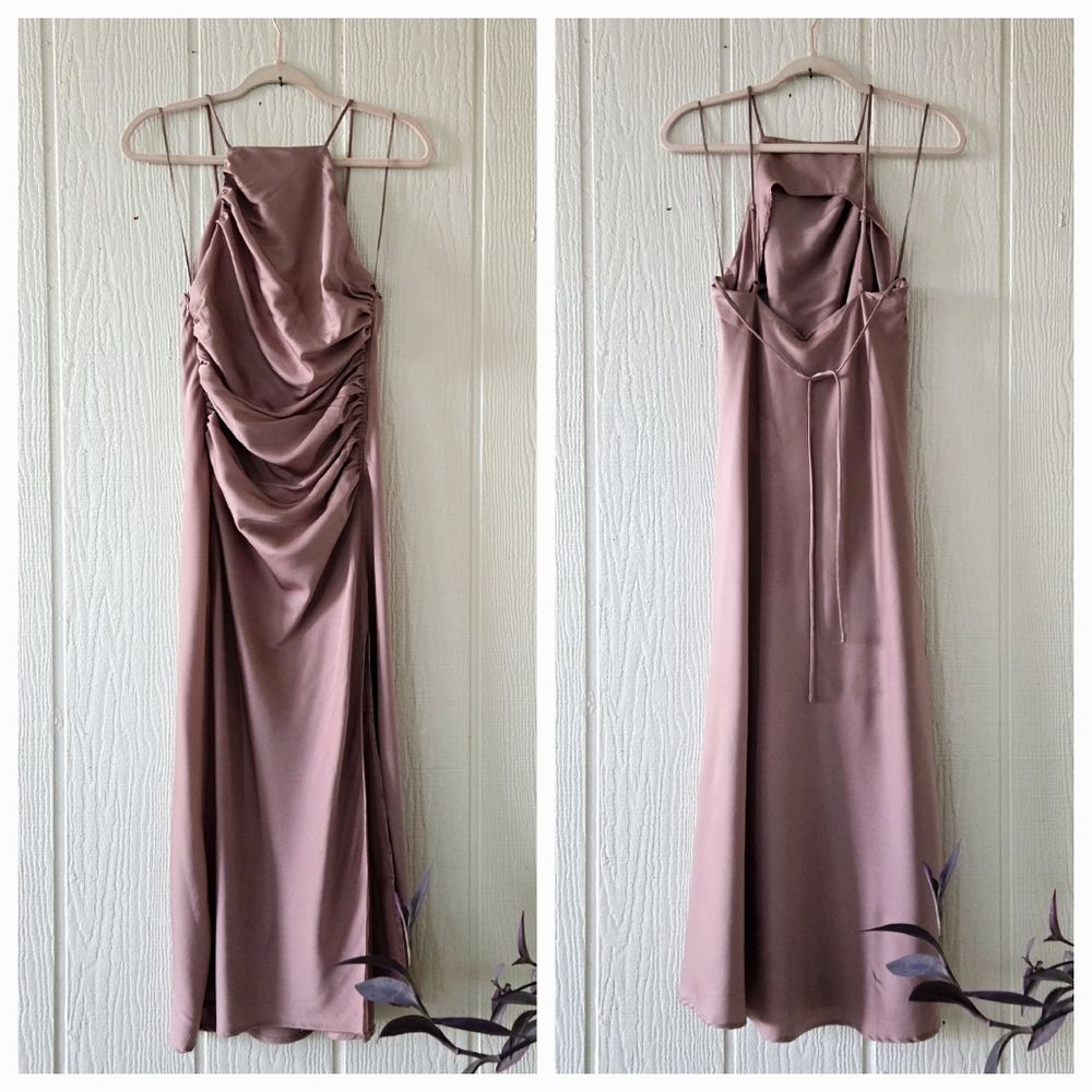 Astr Pink Sheath Maxi Dress with Halter Neckline - Picture 3 of 12
